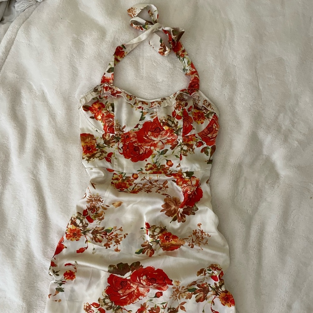 Cider Satin Floral Midi Dress